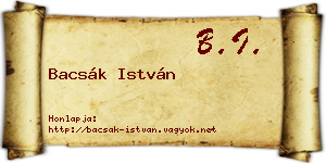 Bacsák István névjegykártya